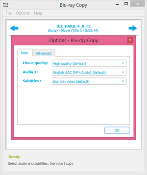 Blu-ray Copy main output options
